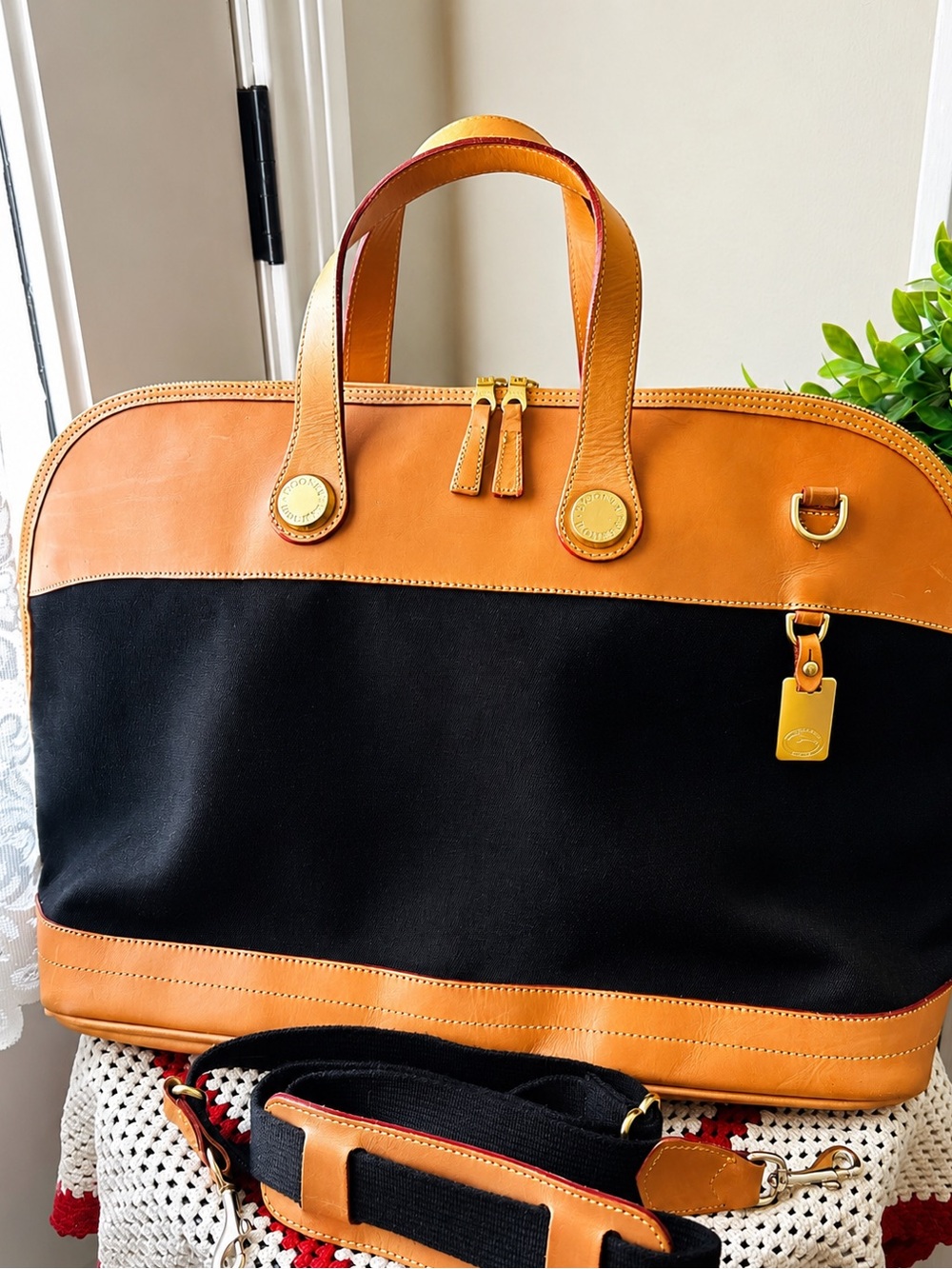 Dooney & Bourke Black and Tan Travel Bag